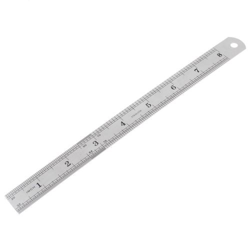 20cm Measuring Range Double Side Multi Accuracy Metal Straight Ruler Silver Tone