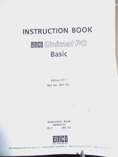 EMCO Unimat PC Operating Instructions &amp; Parts Manual sent in PDF format to Email