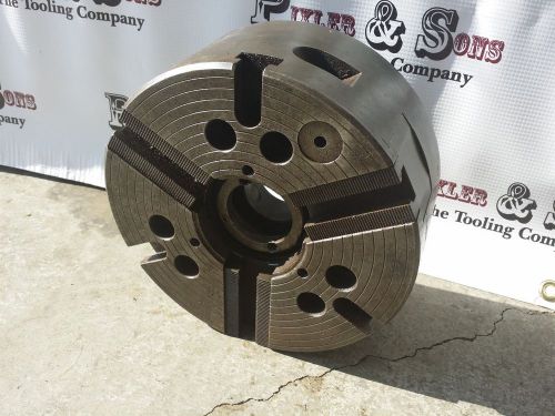 Ss 8&#034; 3 jaw slotted hydraulic power lathe chuck w/ plain mount for sale