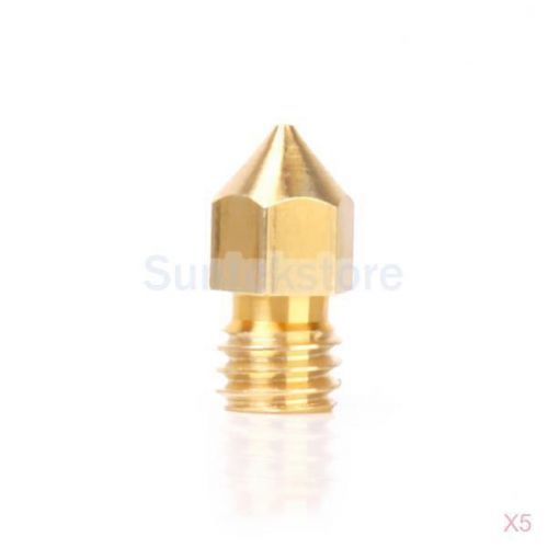 5x golden 0.4mm m6 reprap 3d printer extruder nozzle for makerbot mk8 print head for sale