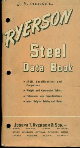 Ryerson steel data book (1947) vintage illustrated 228-page softcover book for sale