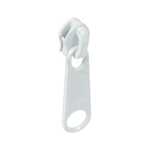 Ykk slider #4.5 coil zipper white metal single non-locking long pull lot of 100 for sale