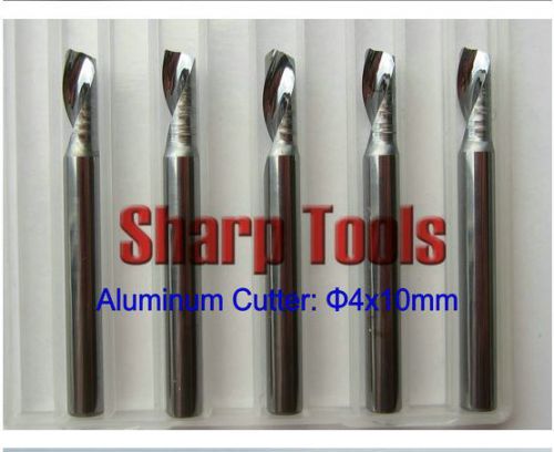 5pcs single flute carbide spiral cutter aluminum cnc router bits 4mm 10mm for sale
