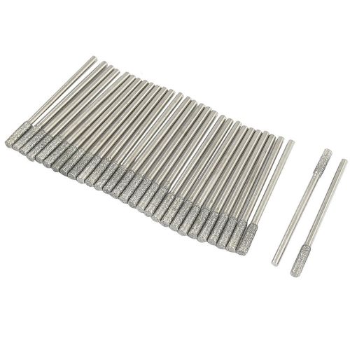30 Pcs 2.3mm Shank 3mm Cylinder Tip Diamond Mounted Points Grinding Bits