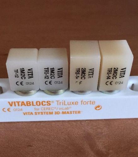 Vitablocs For Cerec- Four Blocks Total-2 Notch-various Shades Size I12  &amp; I14