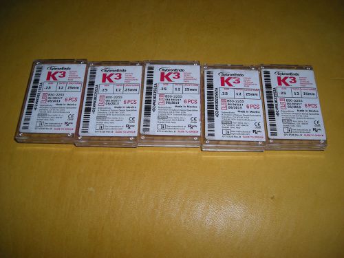 5 Packs of Brand New Sybron Endo K3 Rotary Files Size .25 size 12 Taper 25mm