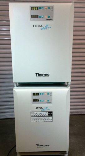 Set of 2 stakable Thermo Electron HERA Cell 150 CO2 Incubator w/ Copper Chamber