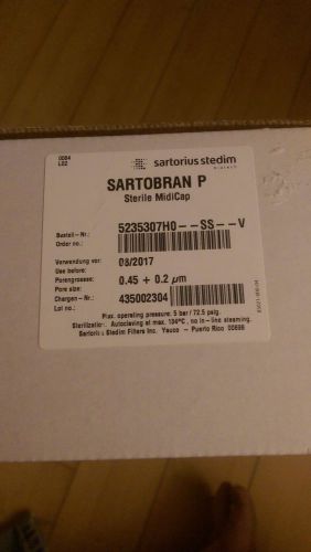Sartorius sartobran® p 0.45 + 0.2 mic filter midicaps® 5235307h0--ss--v  2/pack for sale