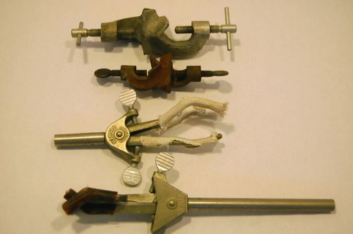Vintage glass flask clamps and clamp holders fisher, mad scientist, chemistry for sale