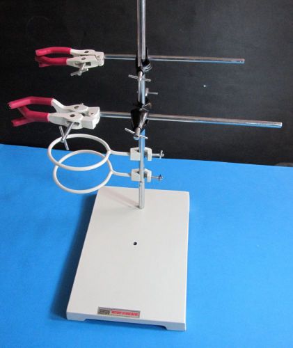 Xtra heavy 12&#034; x 8&#034; x 36&#034; lab stand w/large/regular three prong retort clamp kit for sale