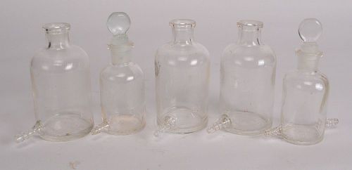 Lot of 5 Pyrex Aspirator Bottles w/ Outlet Solution Lab Glass Side Arm Reagent