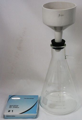 Filter setup includes 2000ml glass flask, 125mm buchner funnel, stopper and filt for sale