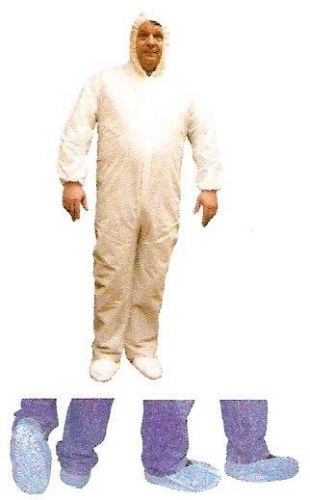 Emergency tyvek suit with hood and boots and n95 mask    disaster ready for sale
