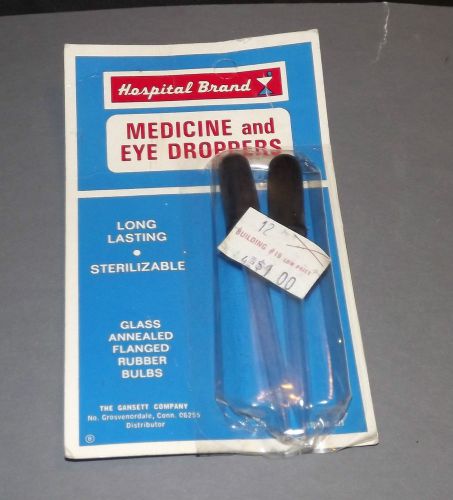 Vintage package 2 Eye and Ear and Mouth Glass Medicine Droppers