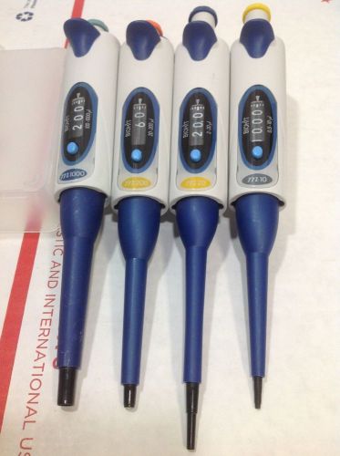 Set of 4 biohit mline single channel pipette m10, m20, m200, m1000, #5 for sale