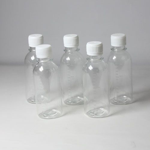 150ml Plastic Screw Bottles Reagent Sample Vials with Sealing Caps 5pcs