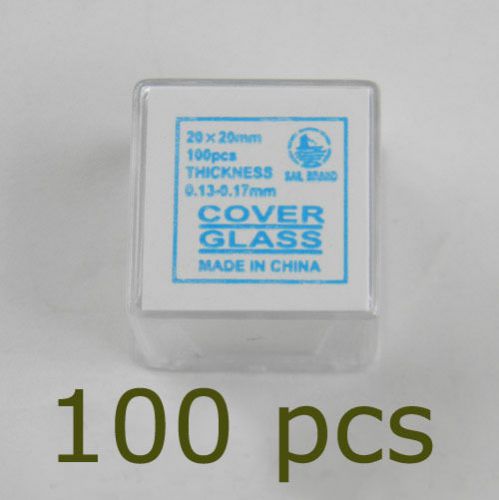 Glass cover for microscope biology medical experiment a case of 100pcs 20*20mm for sale