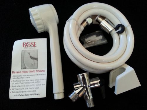 NEW ROSE Healthcare Deluxe Hand Held Shower Head w Diverter Valve 54&#034; Hose 1038