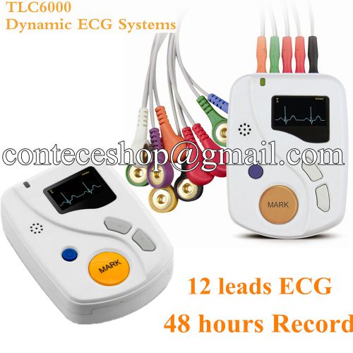 2014 NEW 48-hour Dynamic 12 LEAD ECG Recorder, oled screen, 2 GB TF Card