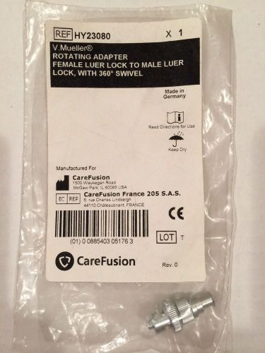 V mueller ref hy23080 rotating adapter female luer lock to male 360d new in bag for sale