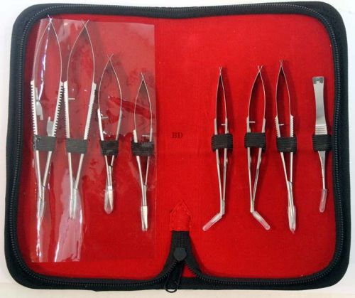 Sets of 8 Pcs Eye Instruments Scissors with Beautiful Pouch Good Quality
