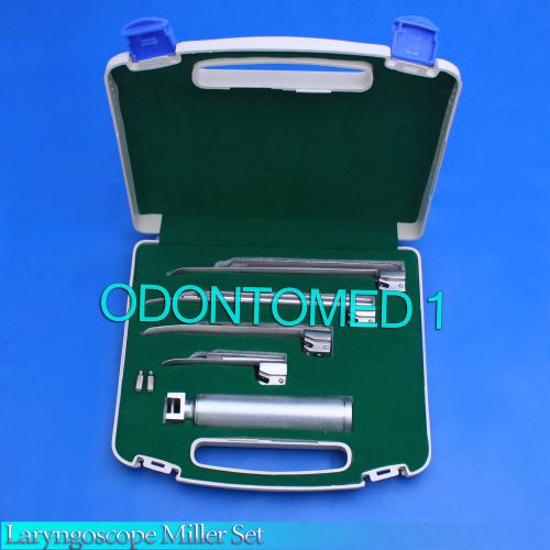 Laryngoscope miller set emt w/ 4 blades &amp; 2 extra bulbs surgical instruments for sale