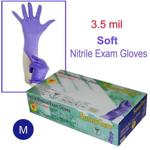 100pcs 3.5mil soft nitrile powder-free medical exam gloves (latex vinyl free)  m for sale