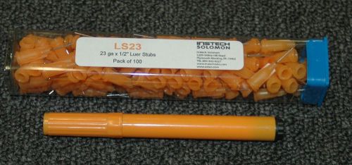 23 ga x 1/2&#034; instech solomon luer stubs blunt needles ls23,  quantity 100 orange for sale