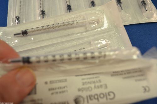 100- 1 cc Global EasyGlide Luer Slip Tuberculin Syringes 1ml Sterile NEW