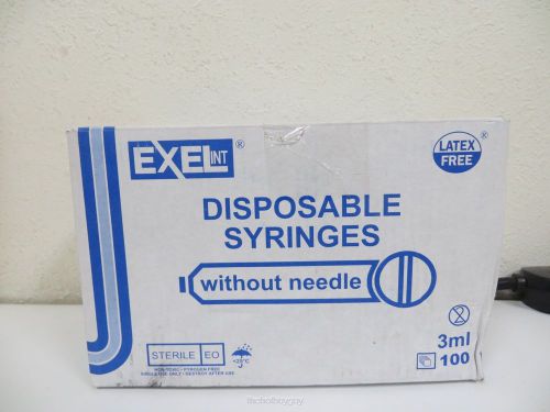 Exel International 3ml luer lock Syringe w/o Needle - 100 Count