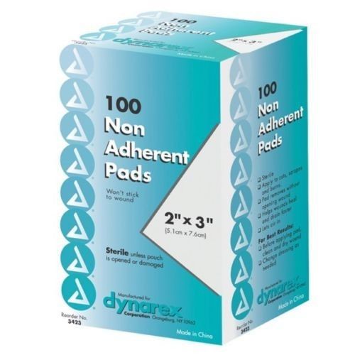 Dynarex #3423 non-adherent pad, sterile, 2x3, box/100 for sale
