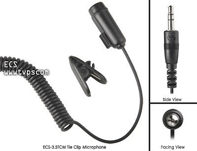 New ecs-tcm 3.5 mm external tie clip lapel microphone for sale
