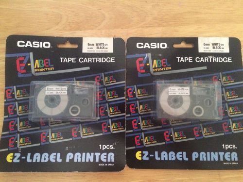 CASIO EZ Label Tape Cartridge 6mm Black Ink White Tape KR-6WES