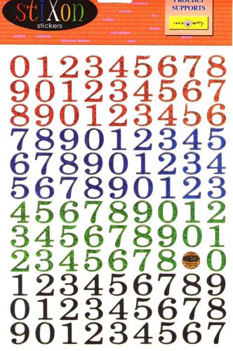 Colourful numbers 0 - 9 glossy glitter stickers,  pricing signs,  shop displays, for sale