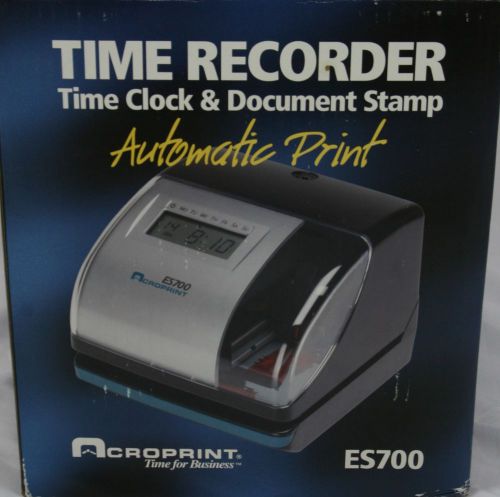 USED ACROPRINT ES700 TIME &amp; DATE EMPLOYEE RECORDER CLOCK w EXTRA TIME CARDS