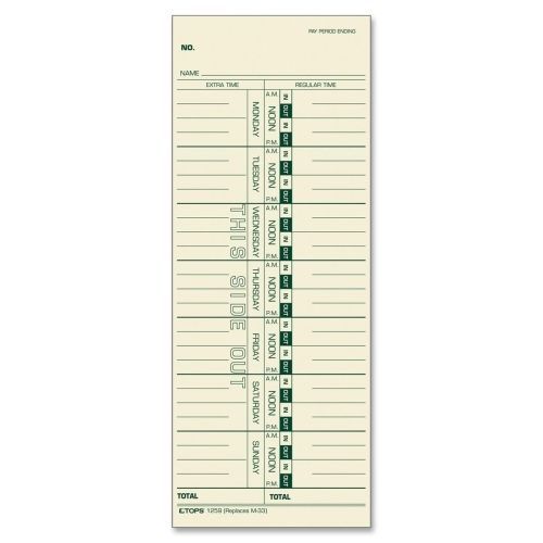 TOPS Weekly Time Cards - 9&#034; x 3.50&#034; Sheet Size - Manila - 500 / Box