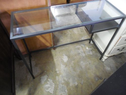~OH329~Small Metal &amp; Glass Desk w/ Shelf