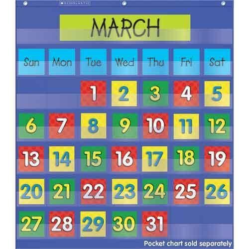 Calendar Dates 2 colored sets of dates Pocket Chart Add-ons