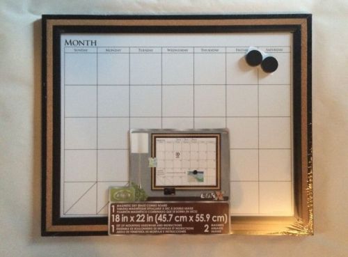 Dry Erase Monthly Calendar Magnetic Board Black Frame Cork Lined Board Dudes NIP
