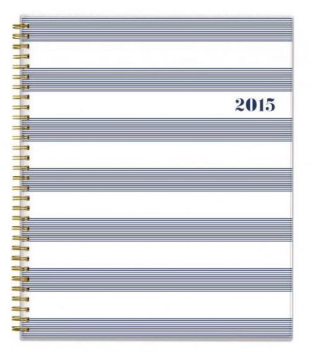 NEW Sugar Paper LA 2015 Navy &amp; White Striped Large Monthly Tabbed Planner Agenda