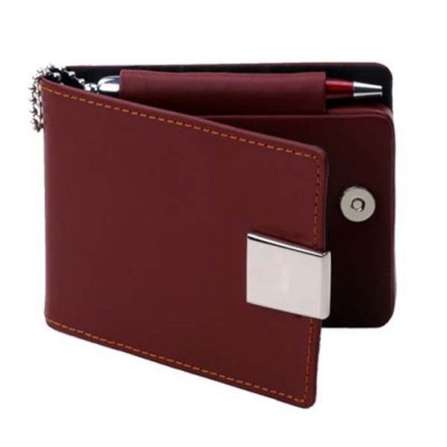 MAGNETIC POCKET RED LEATHEROID BUSINESS CREDIT CARD HOLDER CASES WITH PEN WALLET