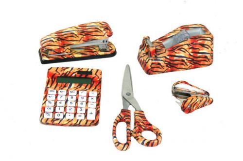 5 Set Tiger Animal Safari Print Office Kit