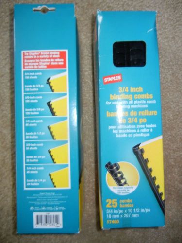 3/4&#034; Black Plastic Binding Combs by Staples - 25 pk