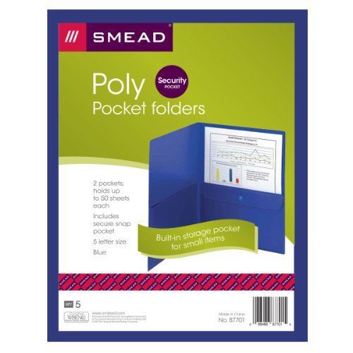 Smead Poly Two-pocket Folder With Security Pocket 87701 - Letter - 8.50&#034; X 11&#034; -