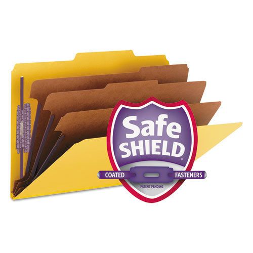 3&#034; Expansion Classification Folders, 2/5 Cut, Legal, 8-Section, Yellow, 10/Box
