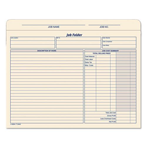 Jacket style job folders, straight, index top tab, letter, manila, 20/pack for sale
