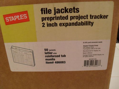 Staples 2&#034; Expandable File Jackets Reinforced Tab 50 Letter Size Manila NEW
