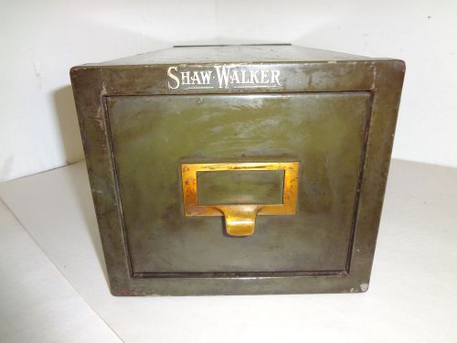 ANTIQUE VINTAGE SHAW WALKER INDEX CARD FILE BOX METAL DRAWER STORAGE STEEL BOX