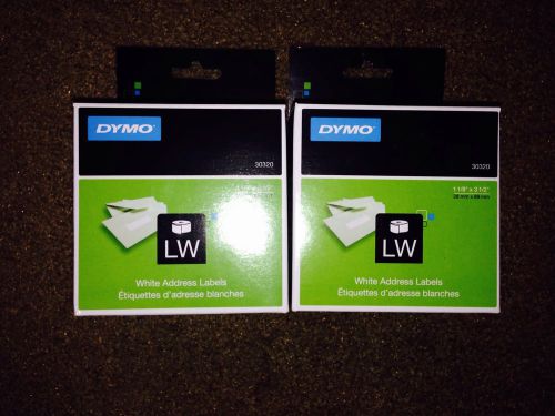 Lot of 2 dymo labelwriter white address, 1-1/8&#034; x 3-1/2&#034; 30320 for sale