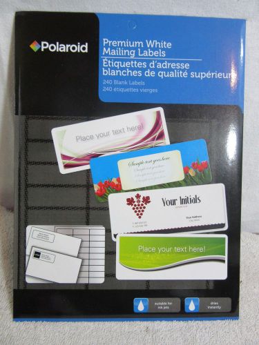 Polaroid Premium White Mailing Labels 240 Blank Labels Dries Instantly Ink Jet